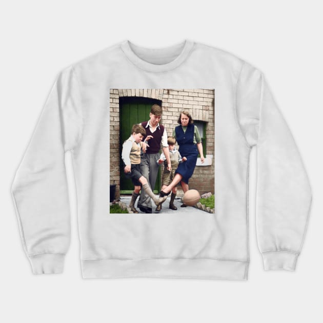 Bobby Charlton playing football with family Crewneck Sweatshirt by AndythephotoDr